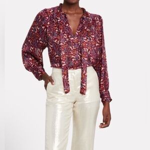 Sabina Musayev Hazel Floral Tie Neck Blouse Small